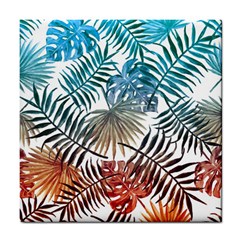 Gradient tropical leaves Tile Coasters