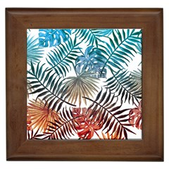 Gradient tropical leaves Framed Tiles