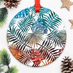 Gradient tropical leaves Ornament (Round)