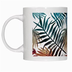 Gradient tropical leaves White Mugs