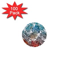 Gradient tropical leaves 1  Mini Buttons (100 pack) 