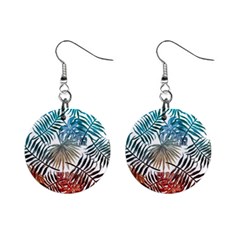 Gradient tropical leaves Mini Button Earrings