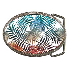 Gradient tropical leaves Belt Buckles