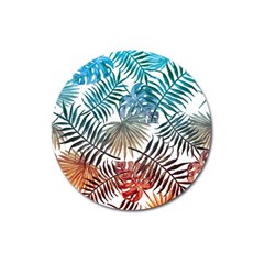 Gradient tropical leaves Magnet 3  (Round)