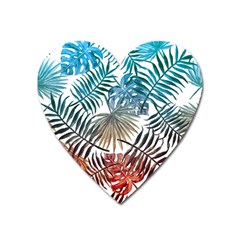 Gradient tropical leaves Heart Magnet