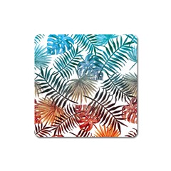 Gradient tropical leaves Square Magnet