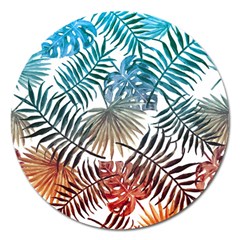 Gradient tropical leaves Magnet 5  (Round)