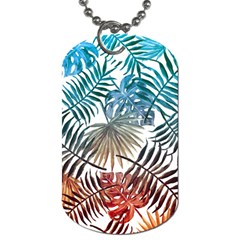 Gradient tropical leaves Dog Tag (Two Sides)