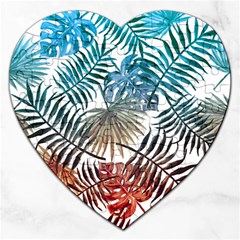 Gradient tropical leaves Jigsaw Puzzle (Heart)