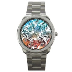 Gradient tropical leaves Sport Metal Watch