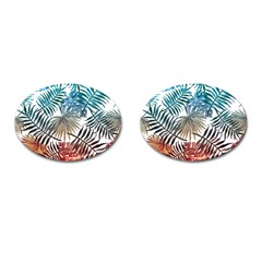 Gradient tropical leaves Cufflinks (Oval)