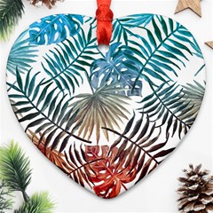 Gradient tropical leaves Heart Ornament (Two Sides)