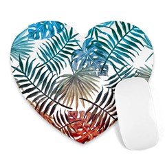 Gradient tropical leaves Heart Mousepads