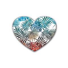 Gradient tropical leaves Rubber Coaster (Heart) 