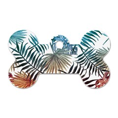 Gradient tropical leaves Dog Tag Bone (One Side)