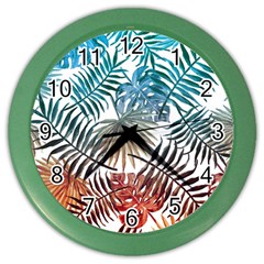 Gradient tropical leaves Color Wall Clock