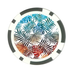 Gradient tropical leaves Poker Chip Card Guard