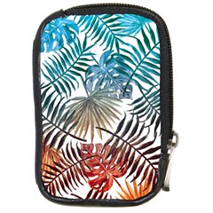 Gradient tropical leaves Compact Camera Leather Case