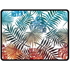 Gradient tropical leaves Fleece Blanket (Large) 