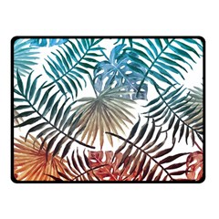 Gradient tropical leaves Fleece Blanket (Small)