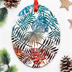 Gradient tropical leaves Ornament (Oval Filigree)