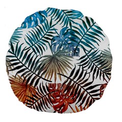 Gradient tropical leaves Large 18  Premium Round Cushions