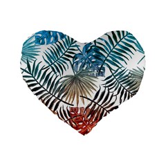 Gradient tropical leaves Standard 16  Premium Heart Shape Cushions