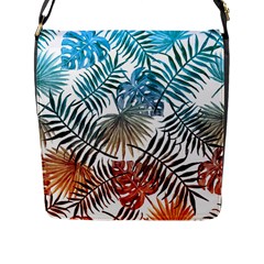 Gradient tropical leaves Flap Closure Messenger Bag (L)