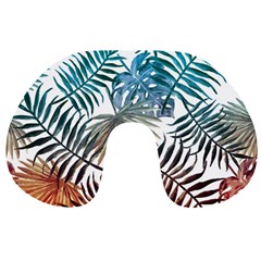 Gradient tropical leaves Travel Neck Pillows