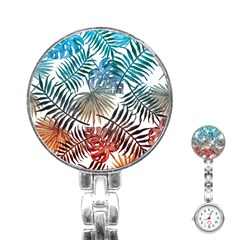 Gradient tropical leaves Stainless Steel Nurses Watch