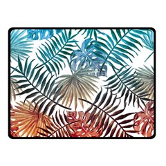 Gradient tropical leaves Double Sided Fleece Blanket (Small) 