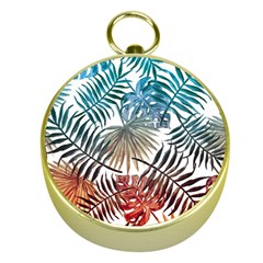 Gradient tropical leaves Gold Compasses