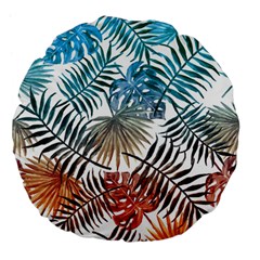 Gradient tropical leaves Large 18  Premium Flano Round Cushions