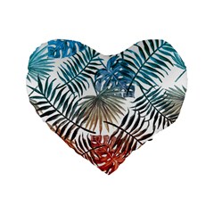 Gradient tropical leaves Standard 16  Premium Flano Heart Shape Cushions