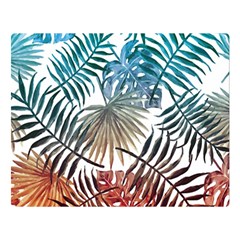 Gradient tropical leaves Double Sided Flano Blanket (Large) 