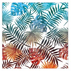 Gradient tropical leaves Large Satin Scarf (Square)