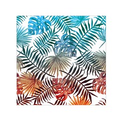 Gradient tropical leaves Small Satin Scarf (Square)