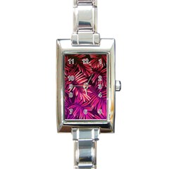 Pink tropical leaves Rectangle Italian Charm Watch