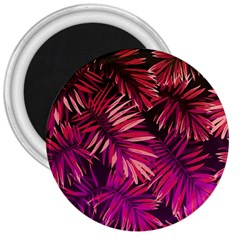 Pink tropical leaves 3  Magnets