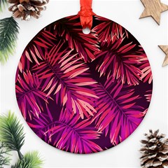 Pink tropical leaves Ornament (Round)