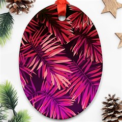 Pink tropical leaves Ornament (Oval)