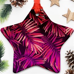 Pink tropical leaves Ornament (Star)