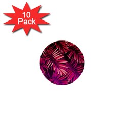 Pink tropical leaves 1  Mini Buttons (10 pack) 