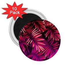 Pink tropical leaves 2.25  Magnets (10 pack) 