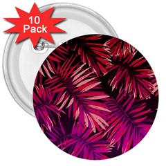 Pink tropical leaves 3  Buttons (10 pack) 