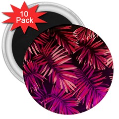 Pink tropical leaves 3  Magnets (10 pack) 