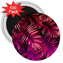 Pink tropical leaves 3  Magnets (100 pack)