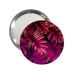 Pink tropical leaves 2.25  Handbag Mirrors