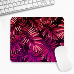 Pink tropical leaves Large Mousepads