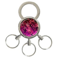 Pink tropical leaves 3-Ring Key Chains